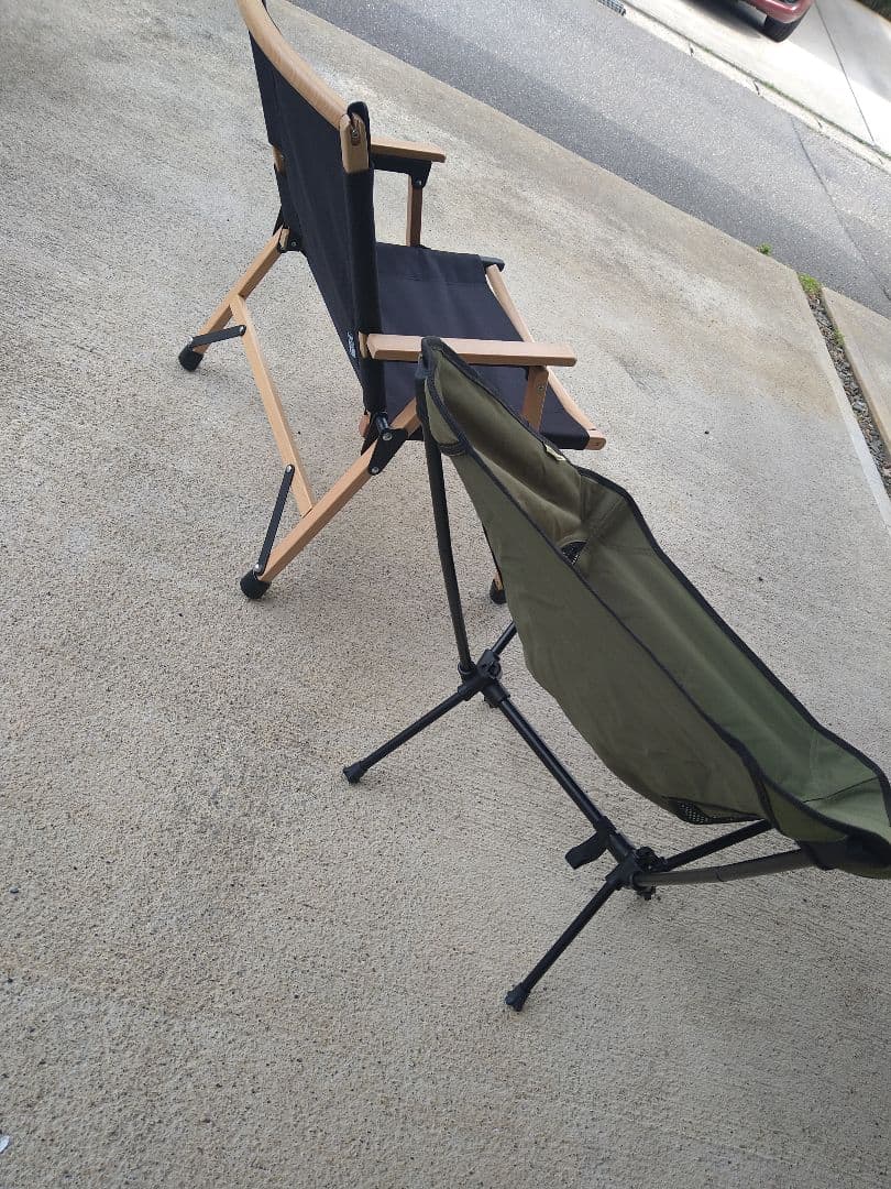 キャンプチェア2脚セット♪swen別注ウッドローチェア♪と焚き火チェアゆるキャン