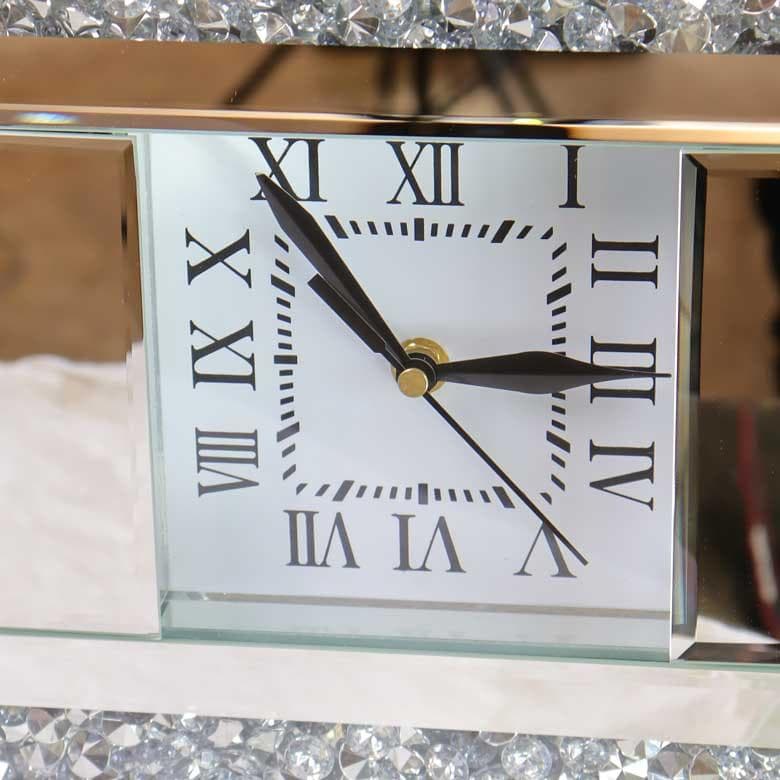 ミラー家具 置き時計 シルバー テーブルクロック  F