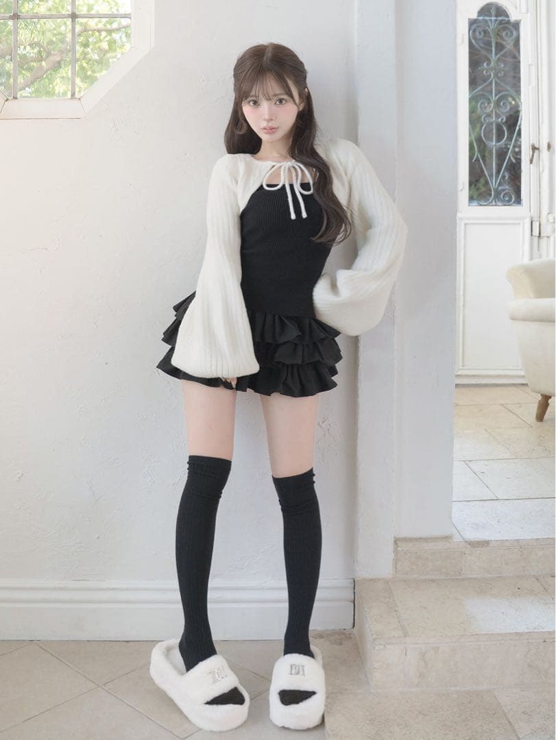 Darich ティアードフリルミニワンピース BLK FLサイズ