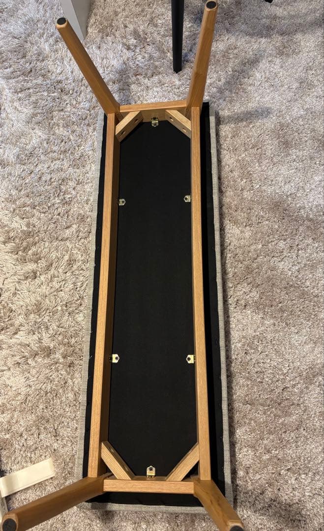 グレージュ　布張り　ロング　オットマン