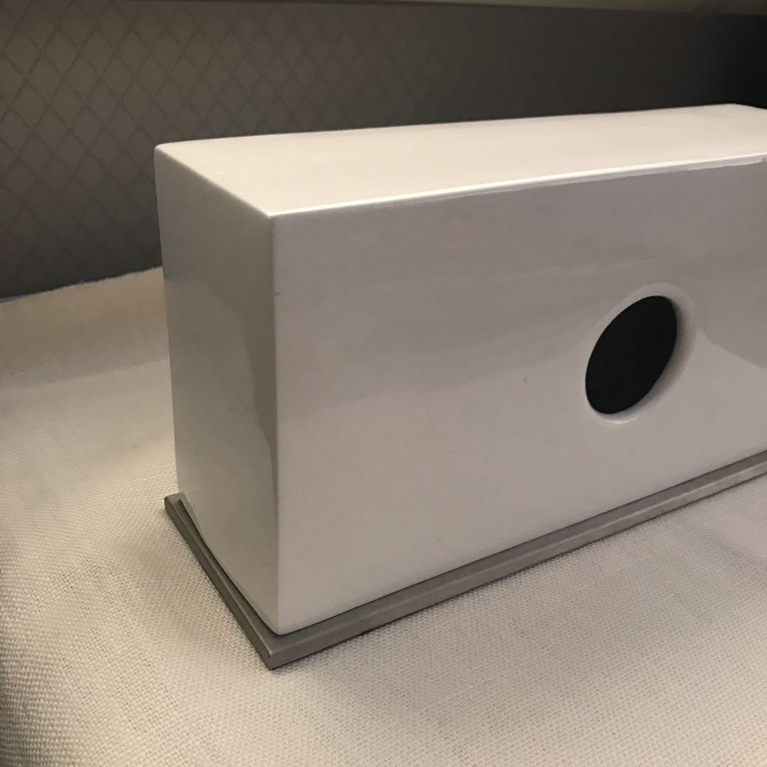 ティッシュケース  陶器  ホワイト