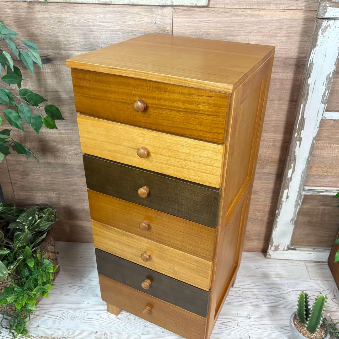 訳あり品【133】ナチュラルウッド桐材無垢木製カラー多引き出し7段チェストタンス