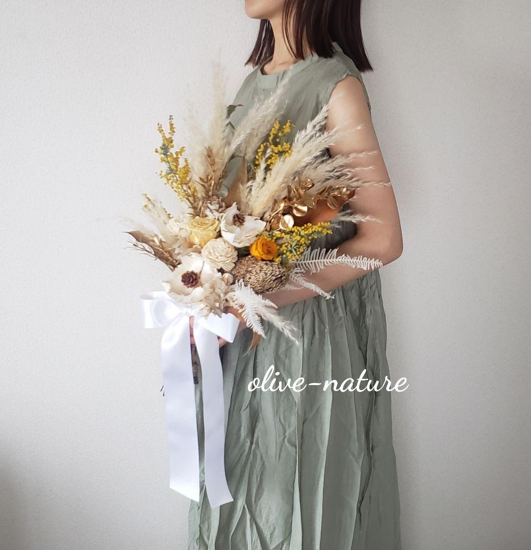 【特別価格】パームフラワーのウェディングブーケ＆ブートニア 結婚式 前撮り