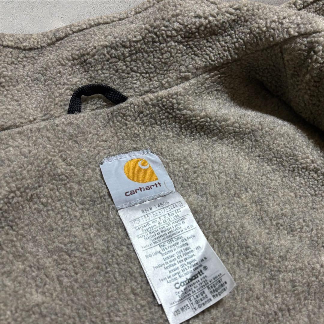 【N86】Carhartt ダック地モックネックベストXLボア裏地フェード