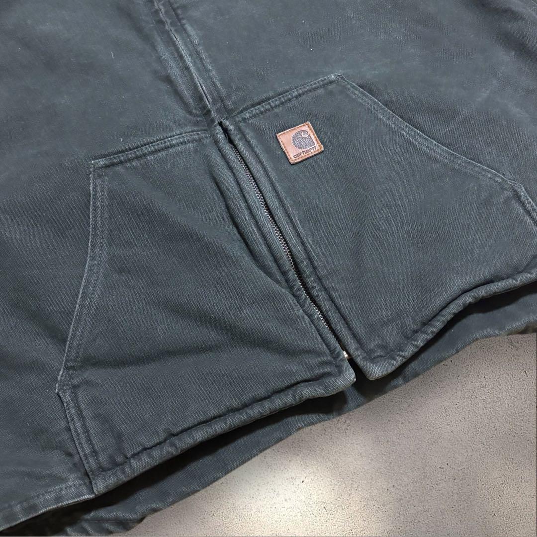 【N86】Carhartt ダック地モックネックベストXLボア裏地フェード