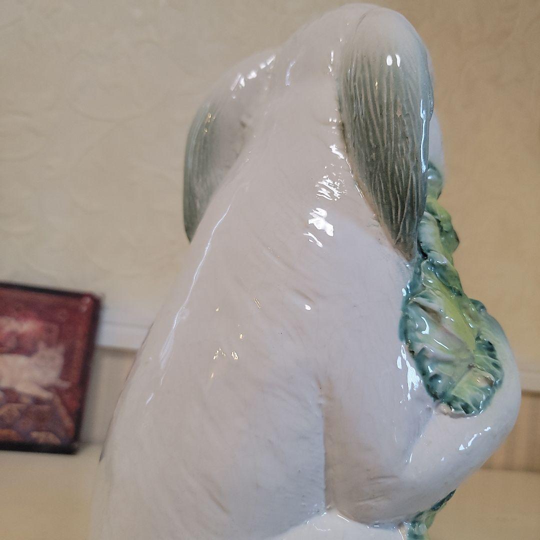 ウサギの置物　陶器製　ヴィンテージ　垂れ耳ウサギのオブジェ　希少