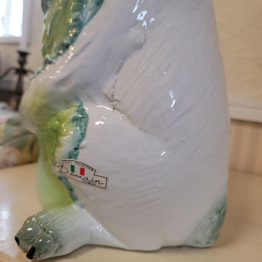 ウサギの置物　陶器製　ヴィンテージ　垂れ耳ウサギのオブジェ　希少