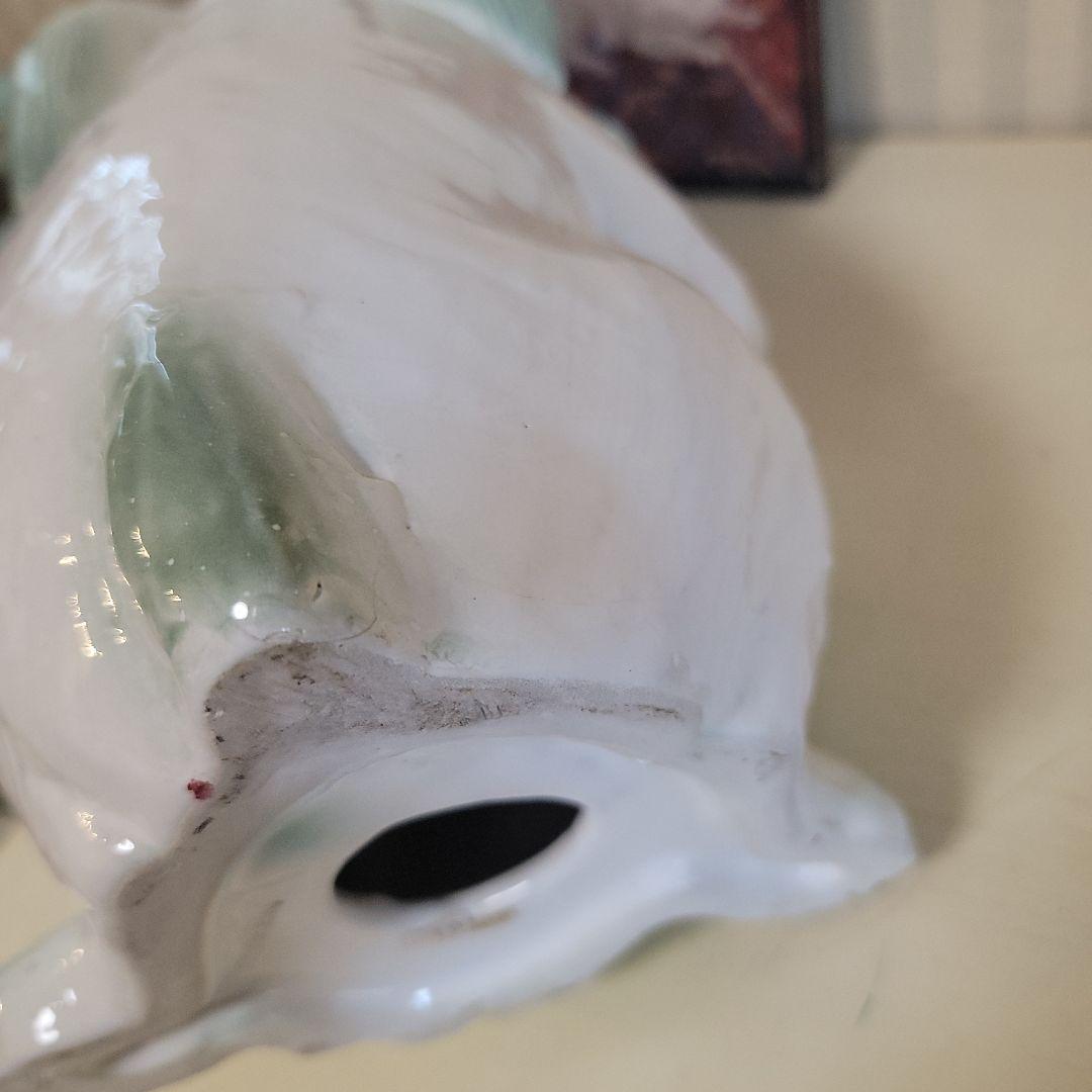 ウサギの置物　陶器製　ヴィンテージ　垂れ耳ウサギのオブジェ　希少