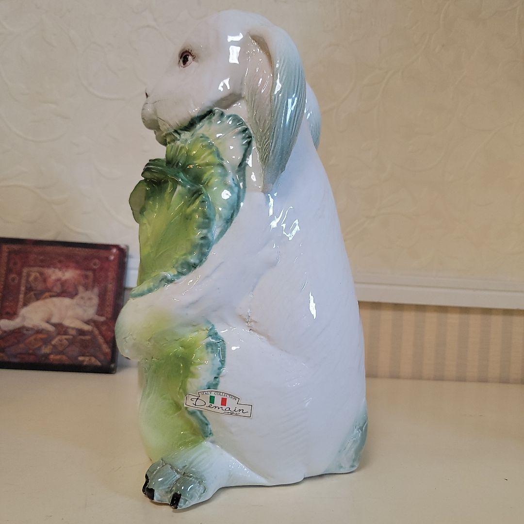 ウサギの置物　陶器製　ヴィンテージ　垂れ耳ウサギのオブジェ　希少