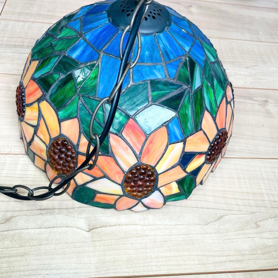 ステンドグラス ペンダントライト 豪華天井照明 ガラス工芸品 電源直結タイプ