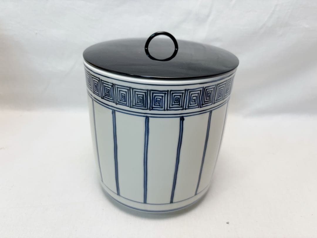 未使用 茶道具 平安 瑞泉造 染付 桶側水指 底印 塗り蓋 水差し 共箱