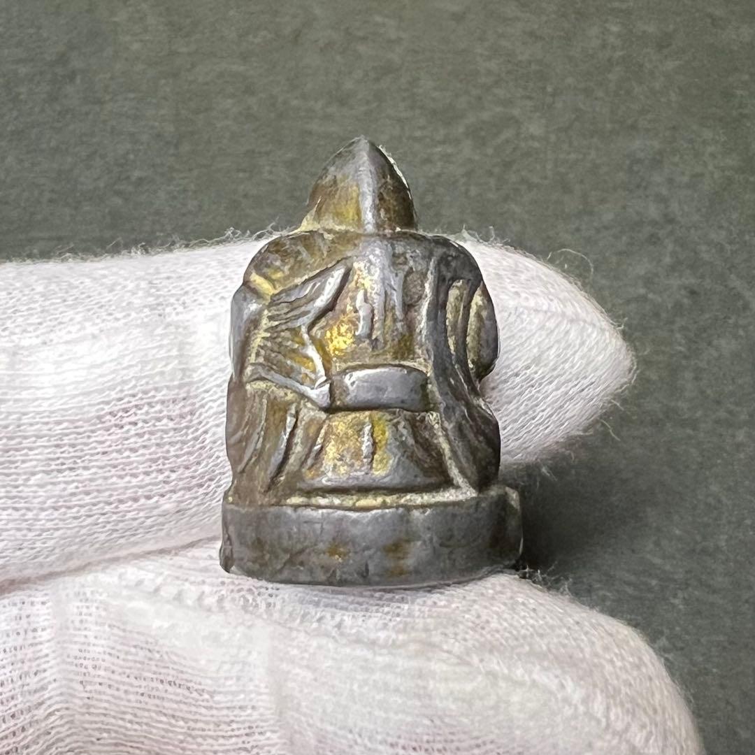 ◎古道具 庵々◎江戸時代後期 古銅製 恵比寿像 懐中仏◎神像豆仏鍍金痕有中空鋳造
