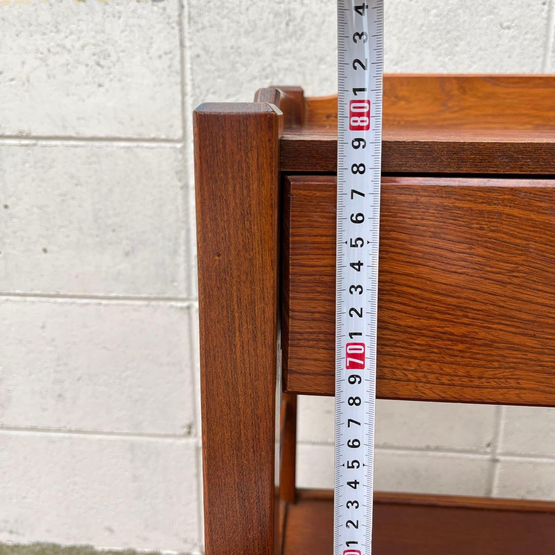 木製家具◾️欅材 サイド格子パネル 引き出し収納付き 整理棚 収納棚 電話台