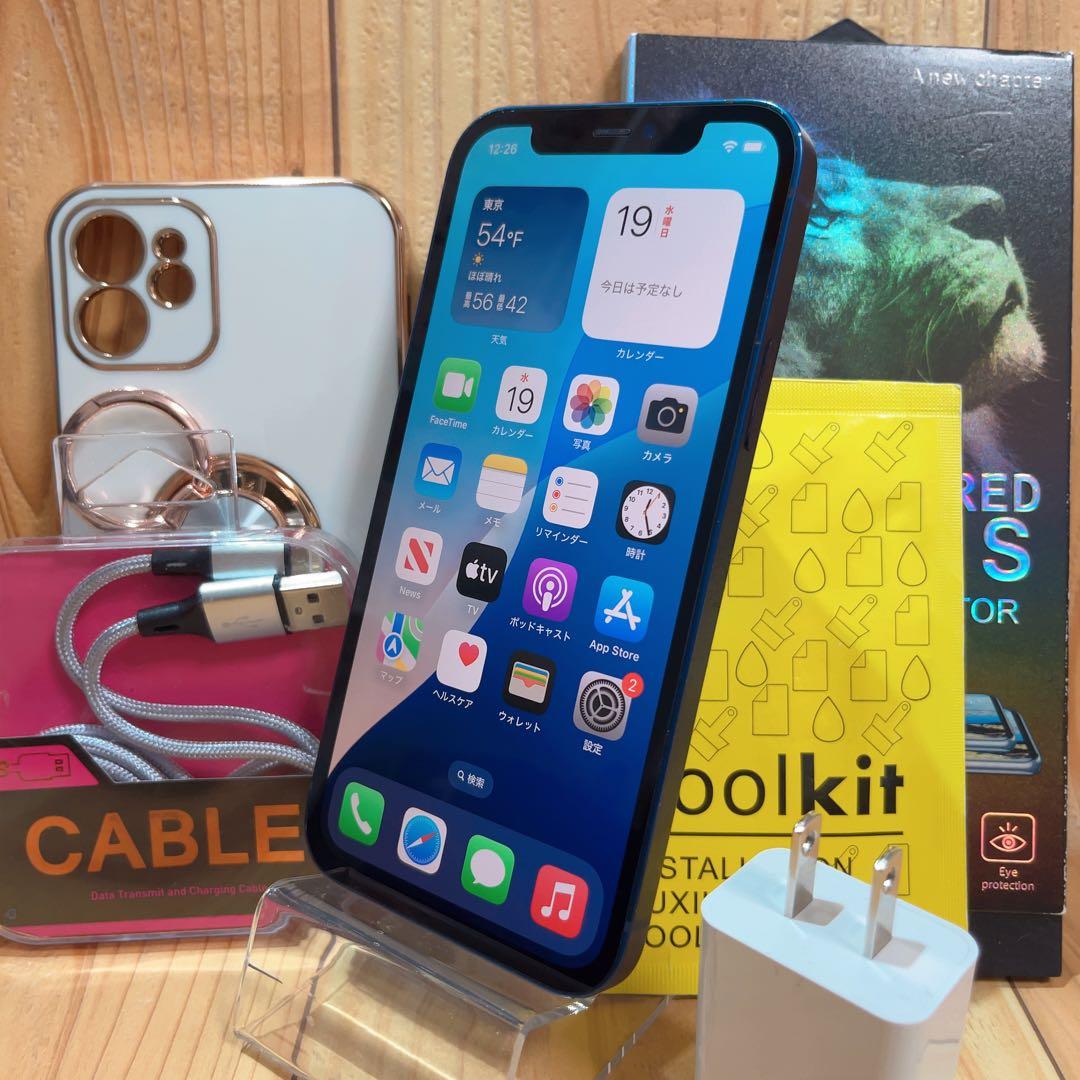 SIMフリー 本体 iPhone 12 128 GB ブルー 562 電池新品