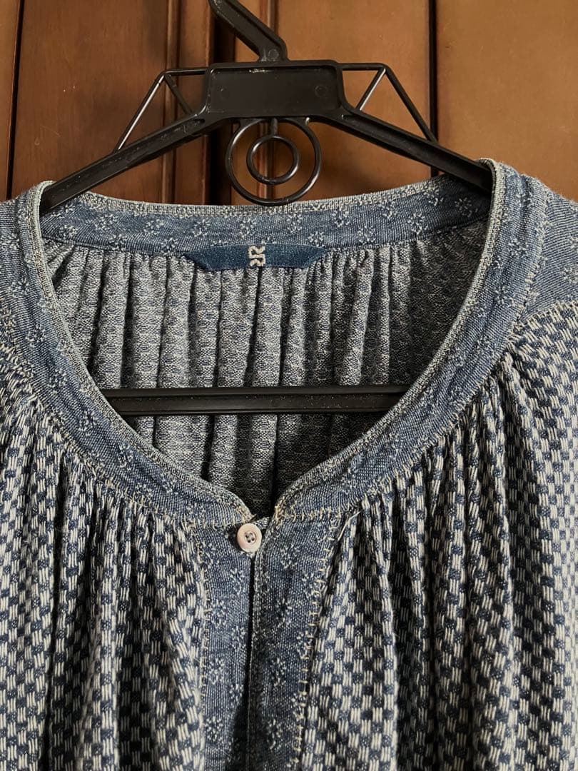 45rpm 綿ブラウス　インディゴ染め