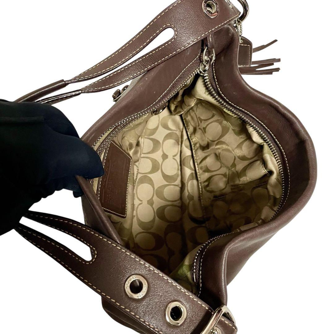 COACH ワンショルダーバッグ レザー タッセル F01417 ブラウン