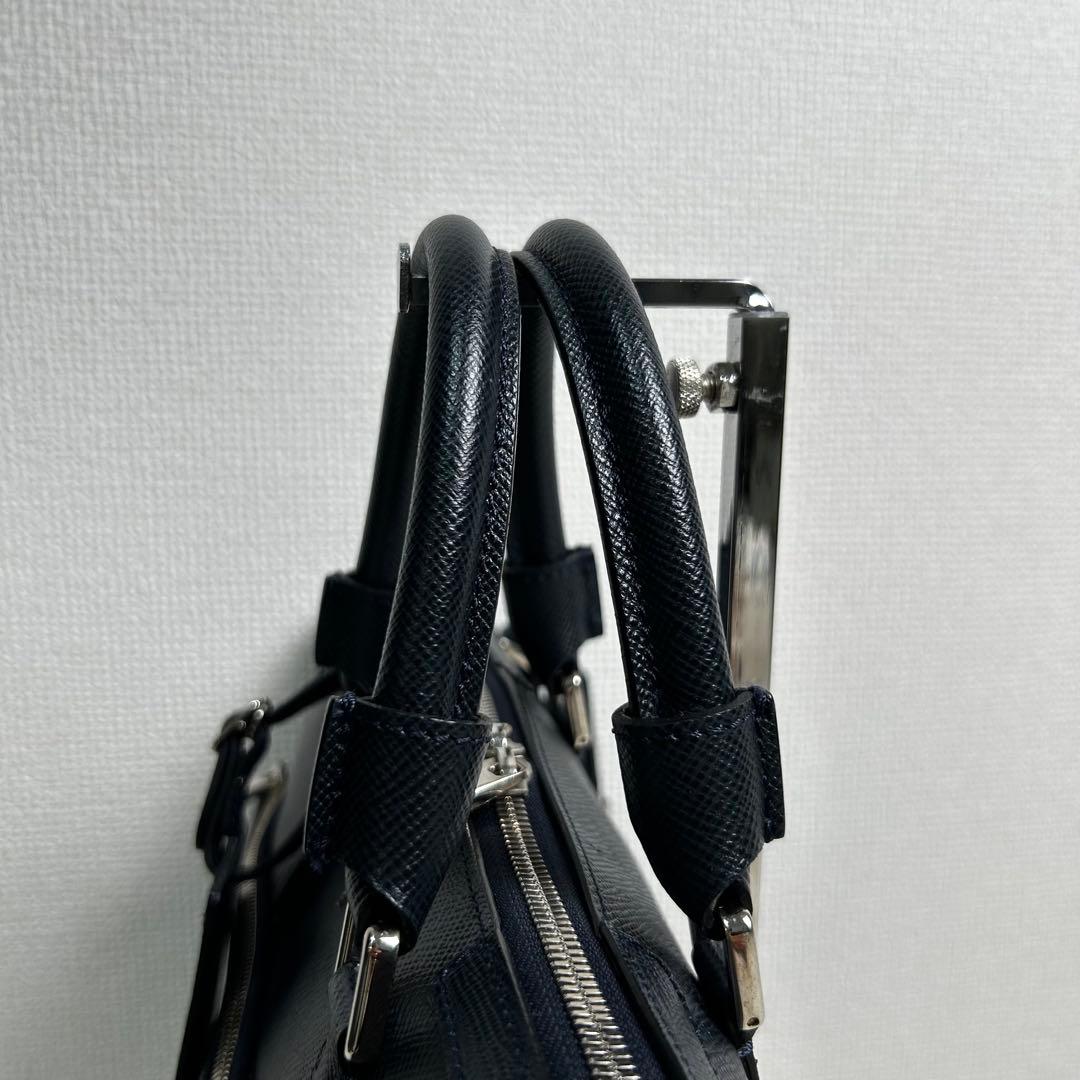 SERAPIAN サフィアーノレザー　牛革　2way ビジネスバック　紺色
