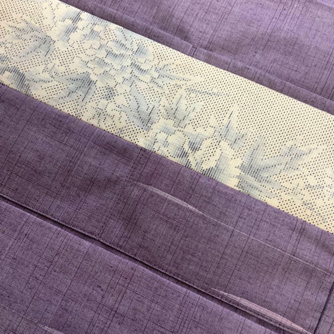 白大島紬 梅に満開の牡丹 リメイク バンブーハンドルバッグ ショッパー風