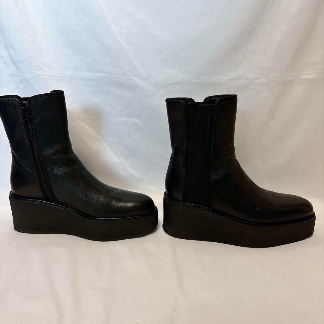 ランバン 厚底 ブラック レザー サイドゴアブーツ 24cm ロング