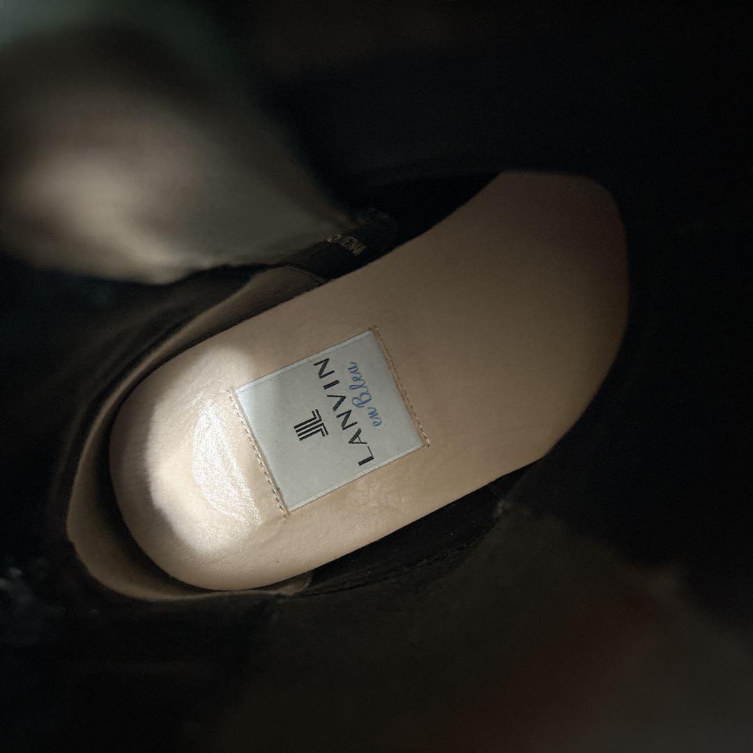 ランバン 厚底 ブラック レザー サイドゴアブーツ 24cm ロング