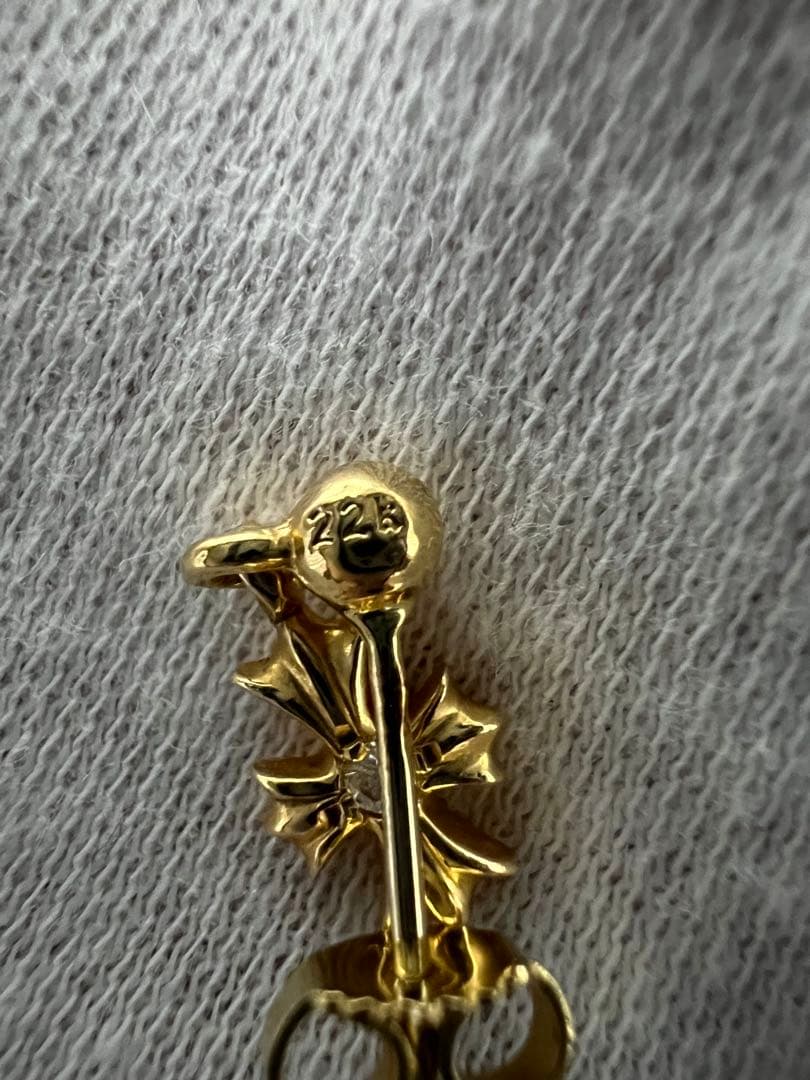 クロムハーツ 22K タイニーE CHプラス ドロップピアス ダイヤ 原本無修正