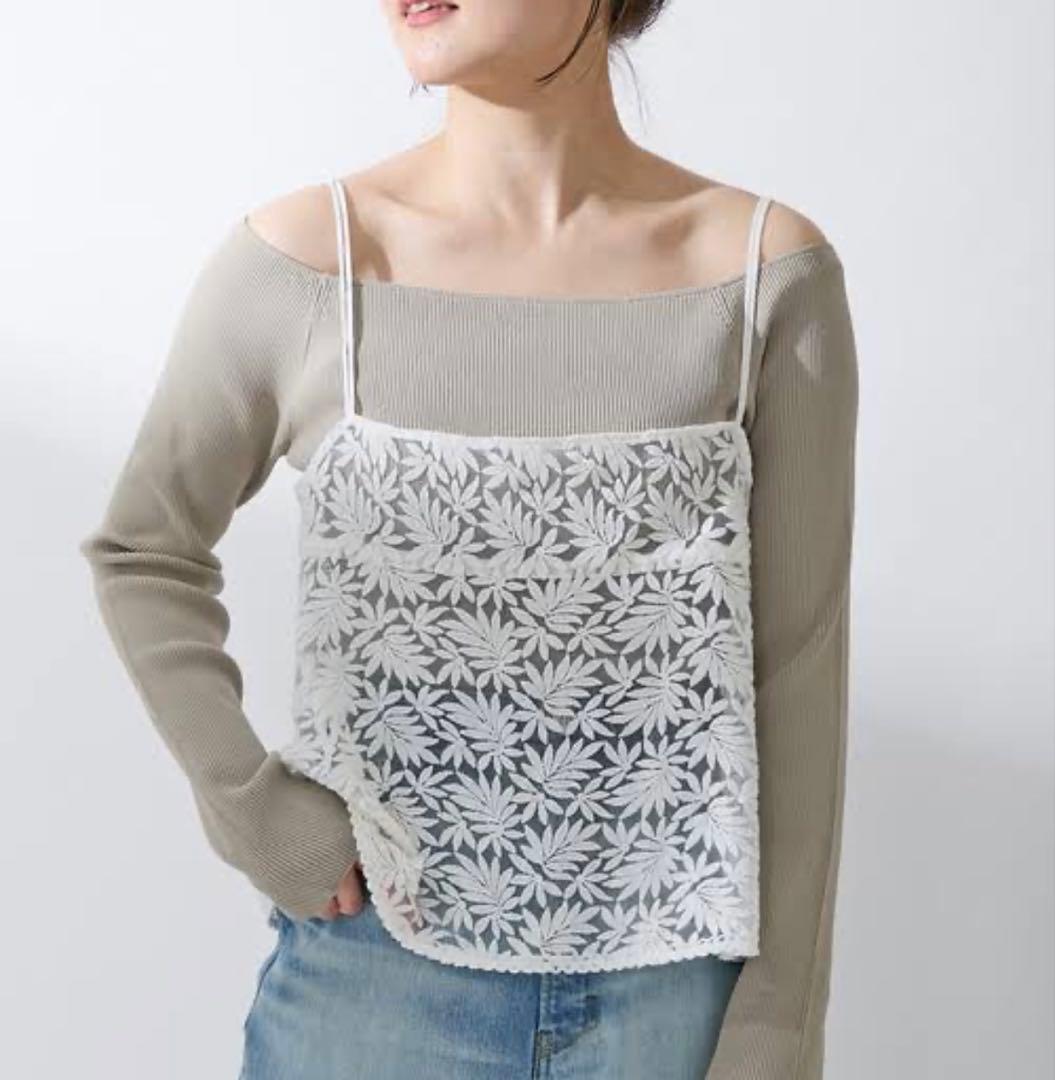 iena 刺繍レースキャミソール
