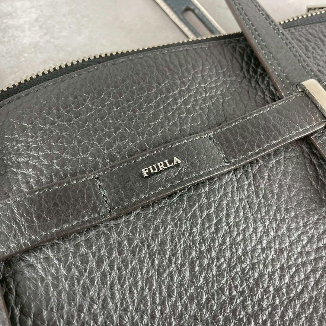 【美品】フルラ トートバッグ ジョーヴェ オールレザー ブラック