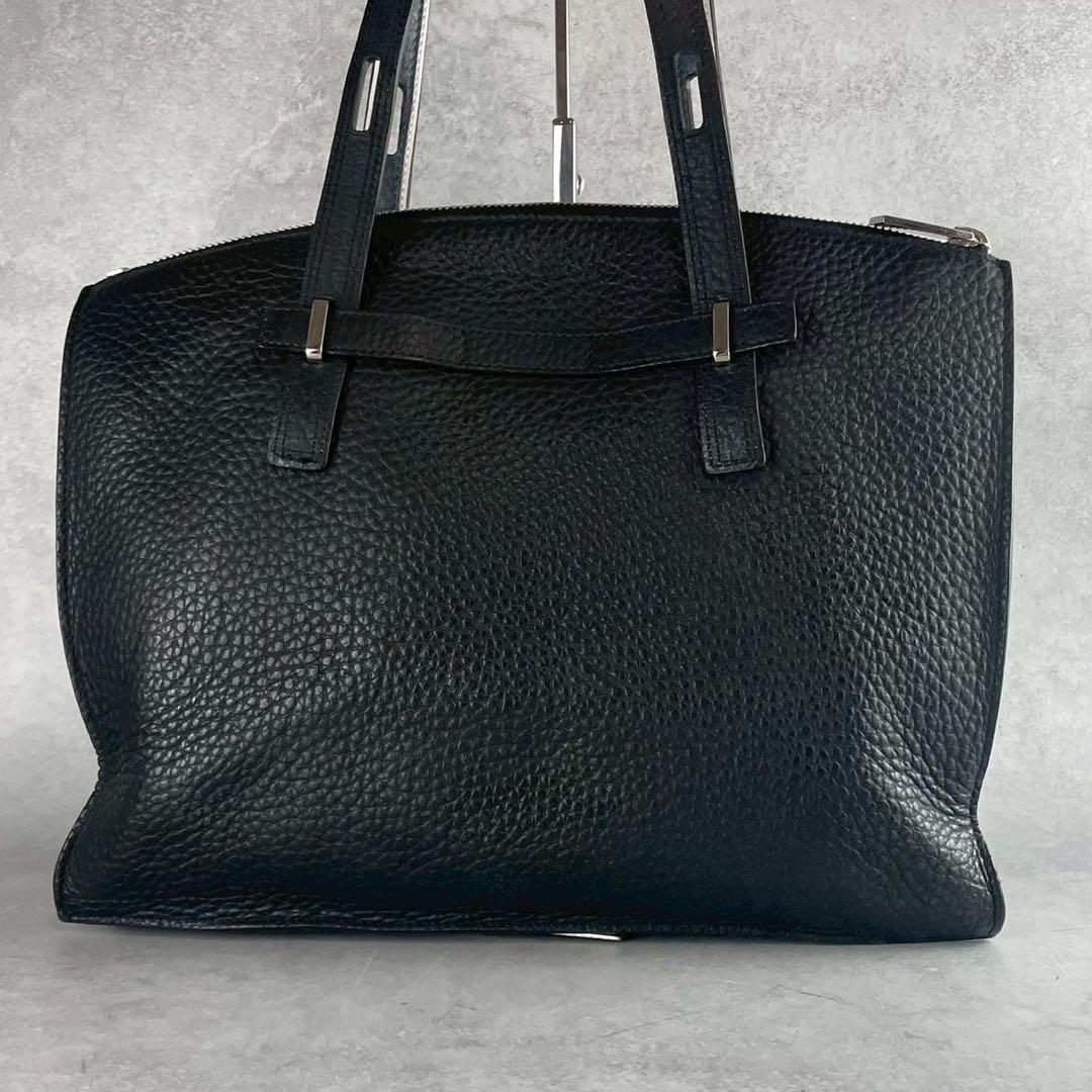 【美品】フルラ トートバッグ ジョーヴェ オールレザー ブラック