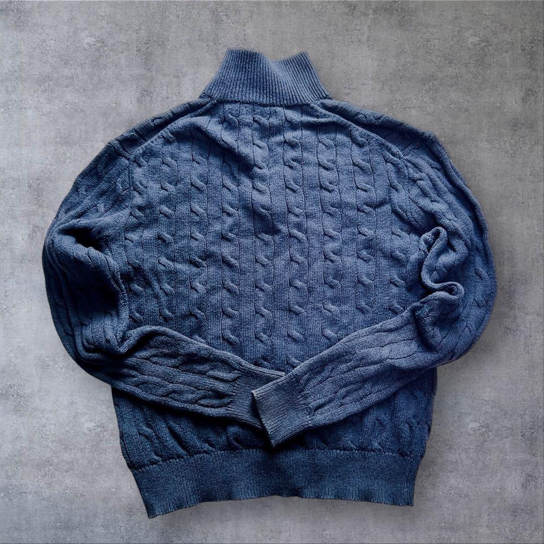 ラルフローレン ケーブルニットセーター ハーフジップ 男女兼用 S ネイビー