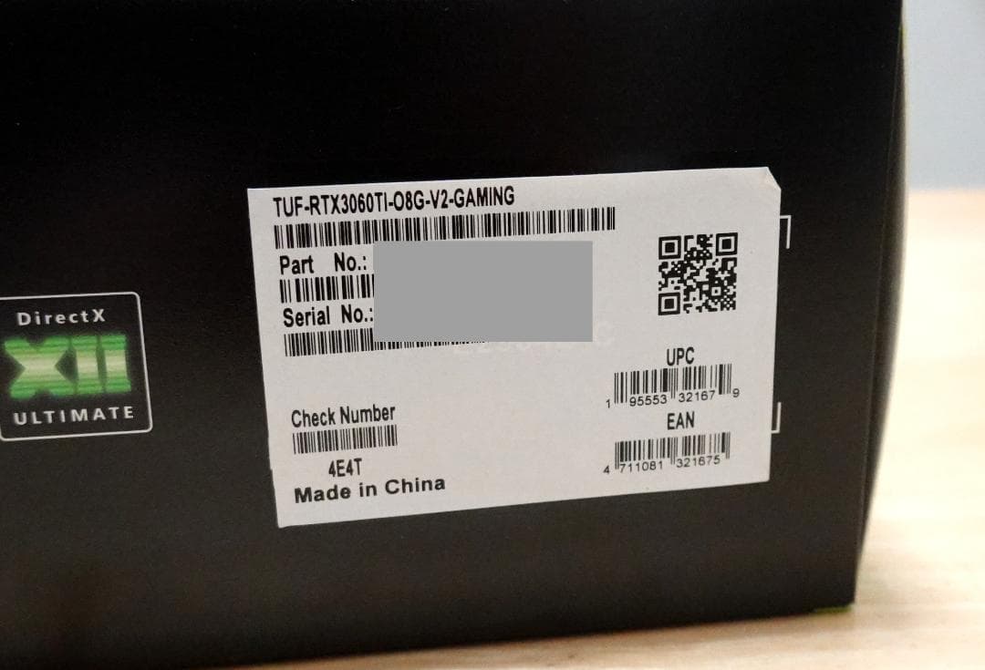 グラフィックボード・グラボ・ビデオカード ASUS TUF-RTX3060TI-O8G-V2-GAMING