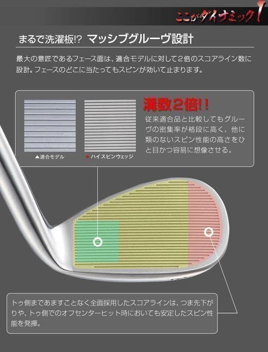 【左 レフティ】世界最多角溝で超絶バックスピン ダイナミクス ハイスピンウェッジ