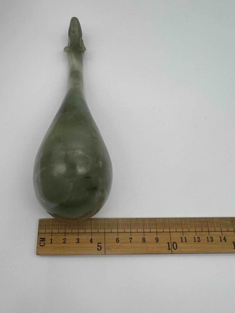 明時代　瑞獸彫り玉勺　砡 【旧家蔵出し】 希少貴重 高玉質 玉器(D-93)