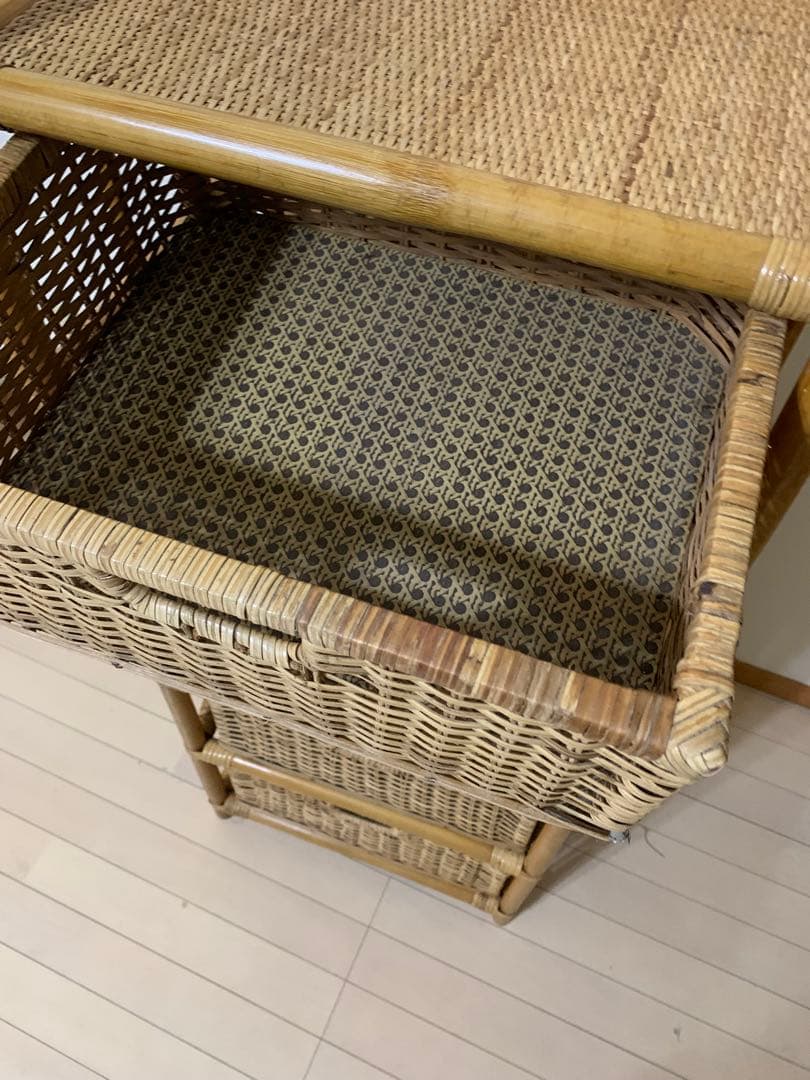 ラタン チェスト　5段 アンティーク レトロ インテリア 籐 アジアン家具 家具