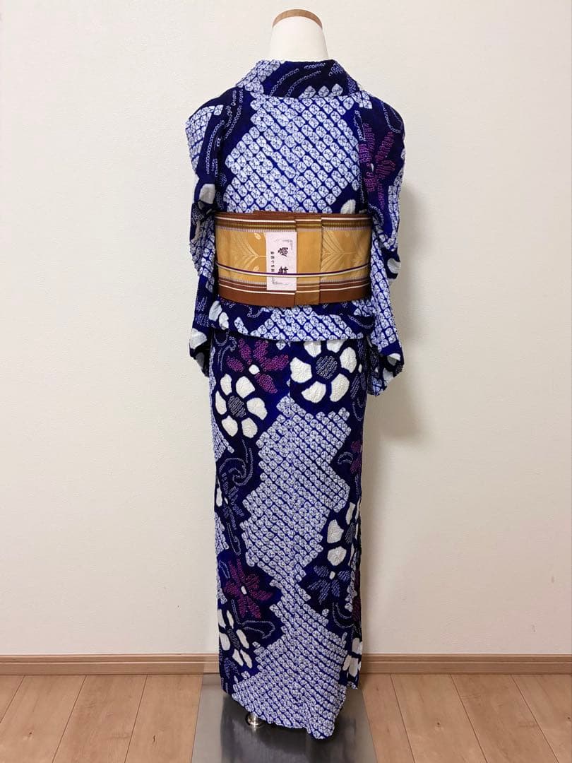 浴衣　有松鳴海絞り　蔓花　裄67cm