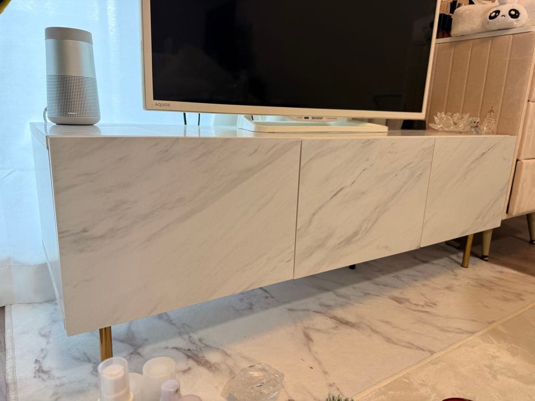 大理石調テレビ台 ゴールド脚