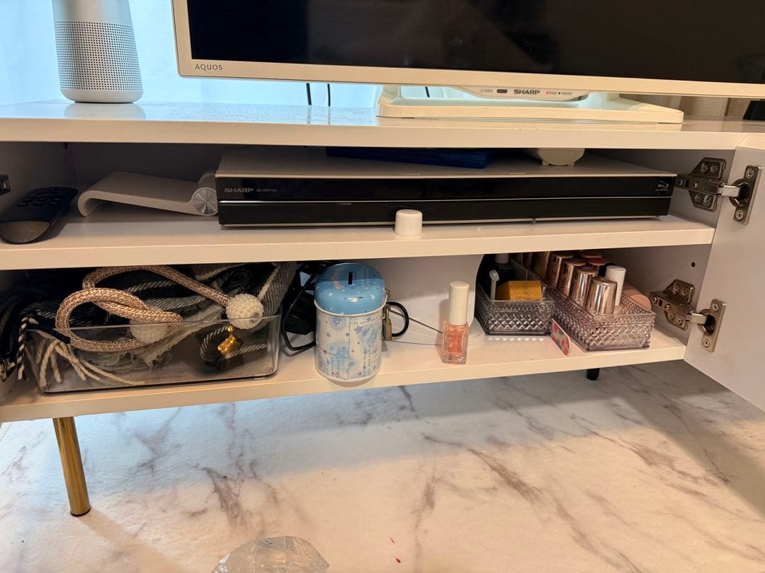 大理石調テレビ台 ゴールド脚