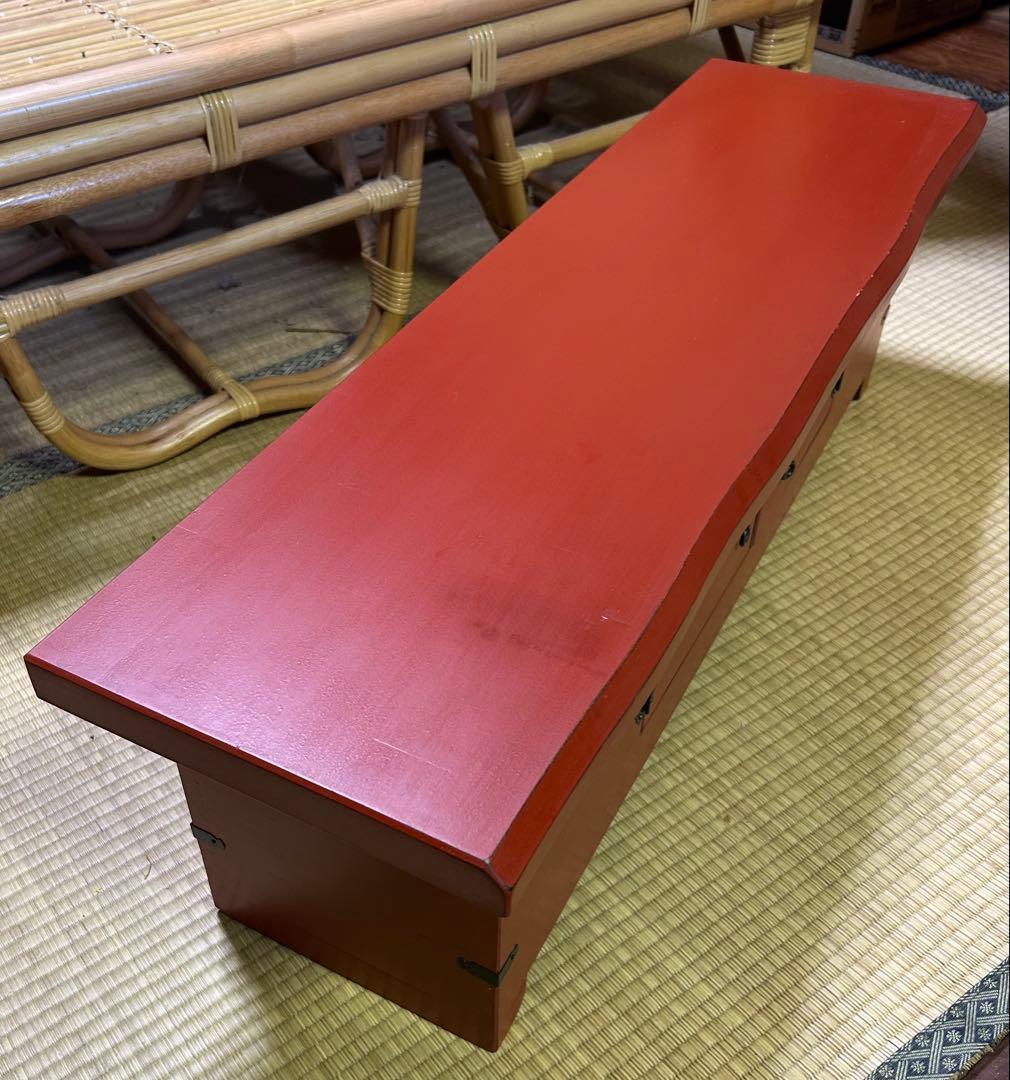 古家具　アンティーク　木製　朱塗り　棚