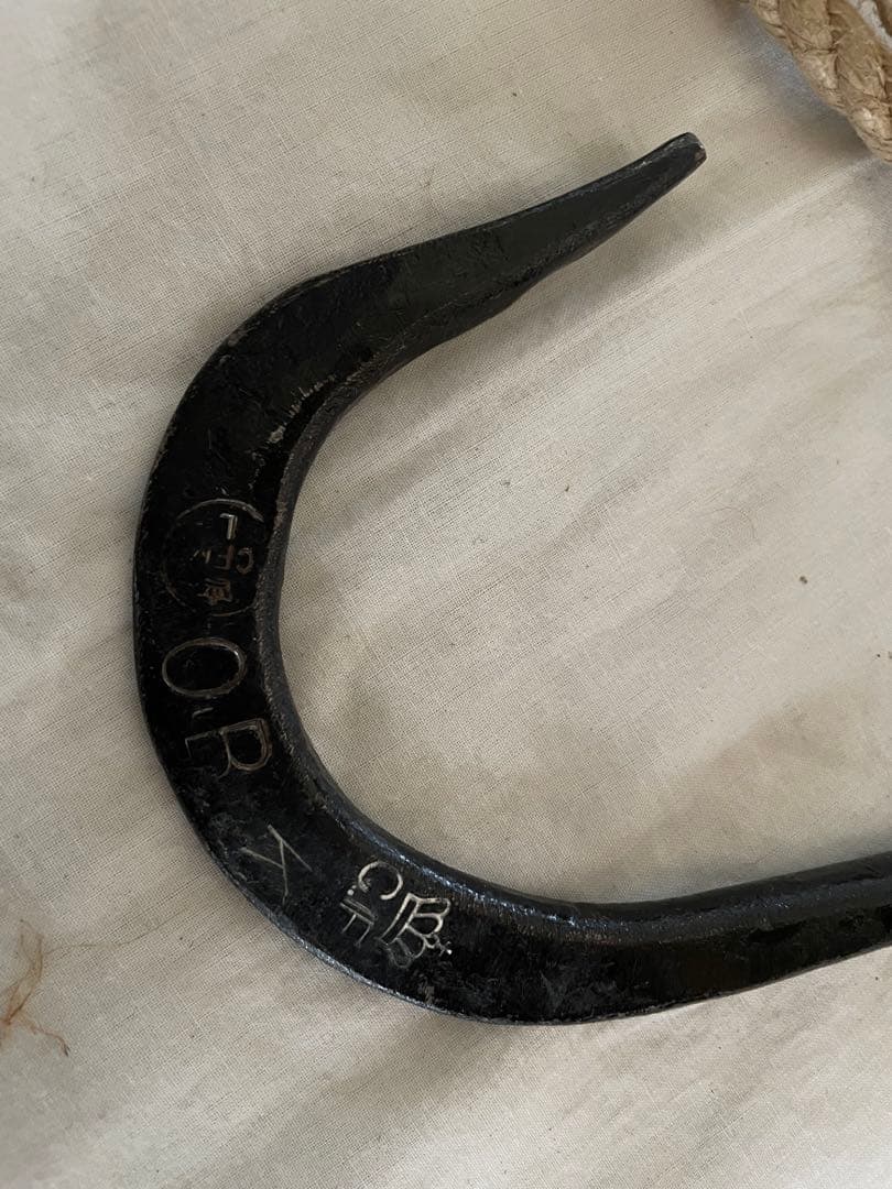 未使用品スウェーデン製ロープ付き鉄フック