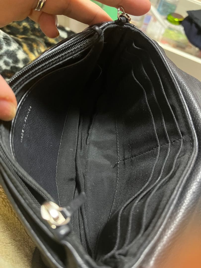 美品　シャネル ハーフムーンショルダーバッグ　チェーンウォレット キャビアスキン