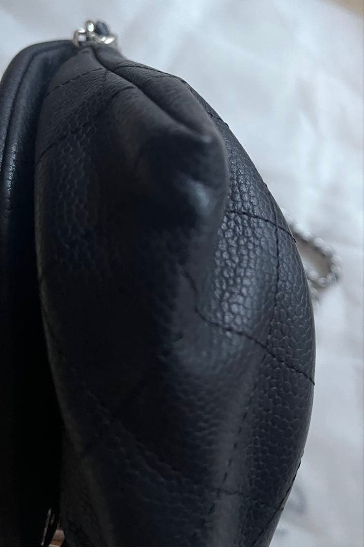 美品　シャネル ハーフムーンショルダーバッグ　チェーンウォレット キャビアスキン