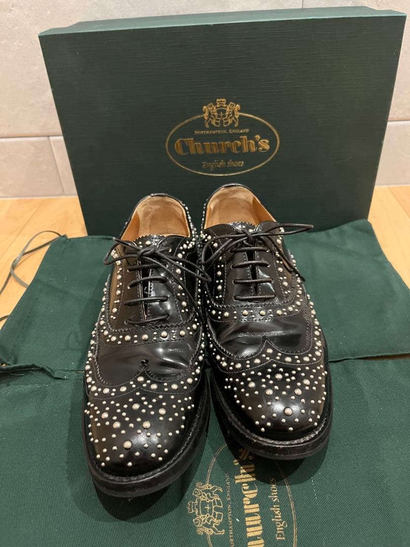 美品 Church's バーウッド スタッズ ブラック 35.5 約22.5㎝