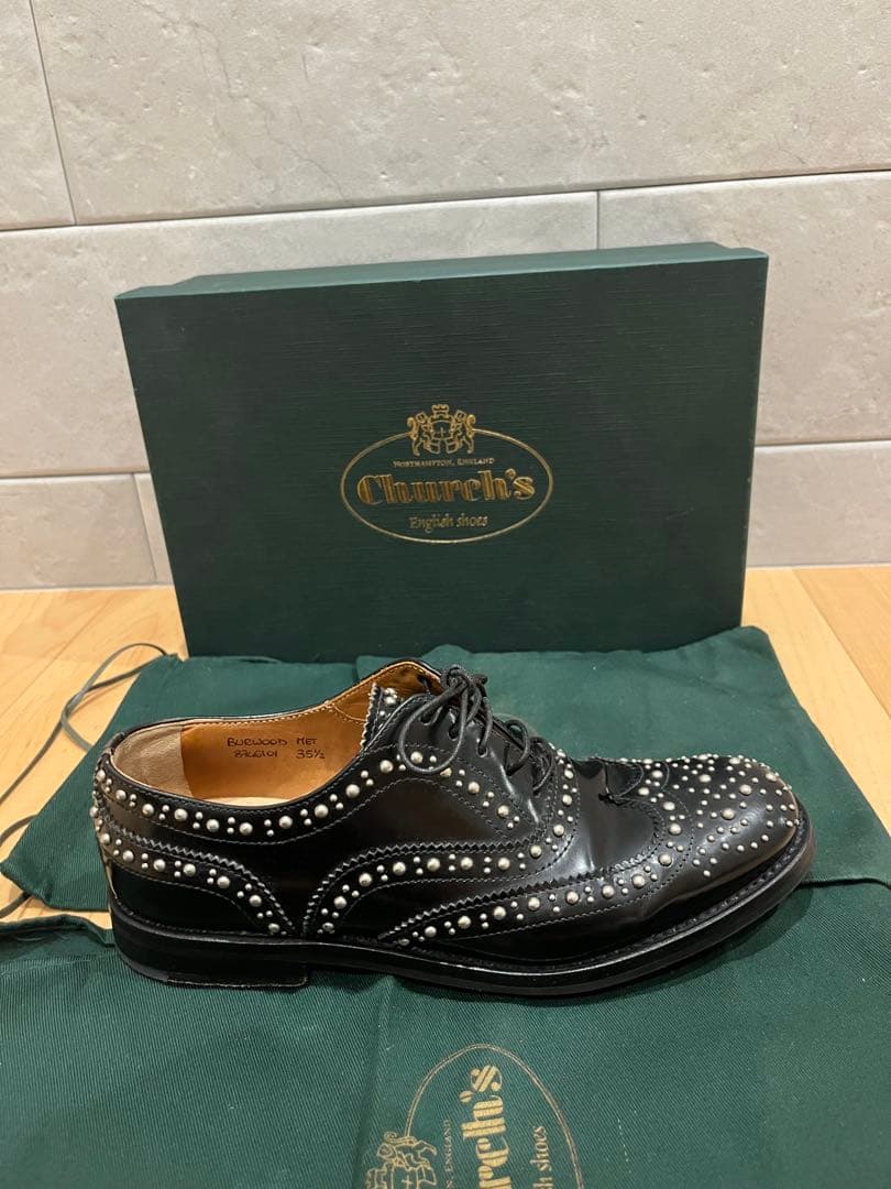 美品 Church's バーウッド スタッズ ブラック 35.5 約22.5㎝