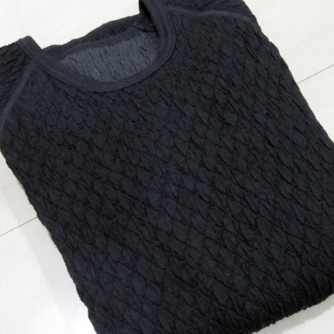 ひだまり本舗 エベレスト 紳士 丸首シャツ M ダークブラック メンズ