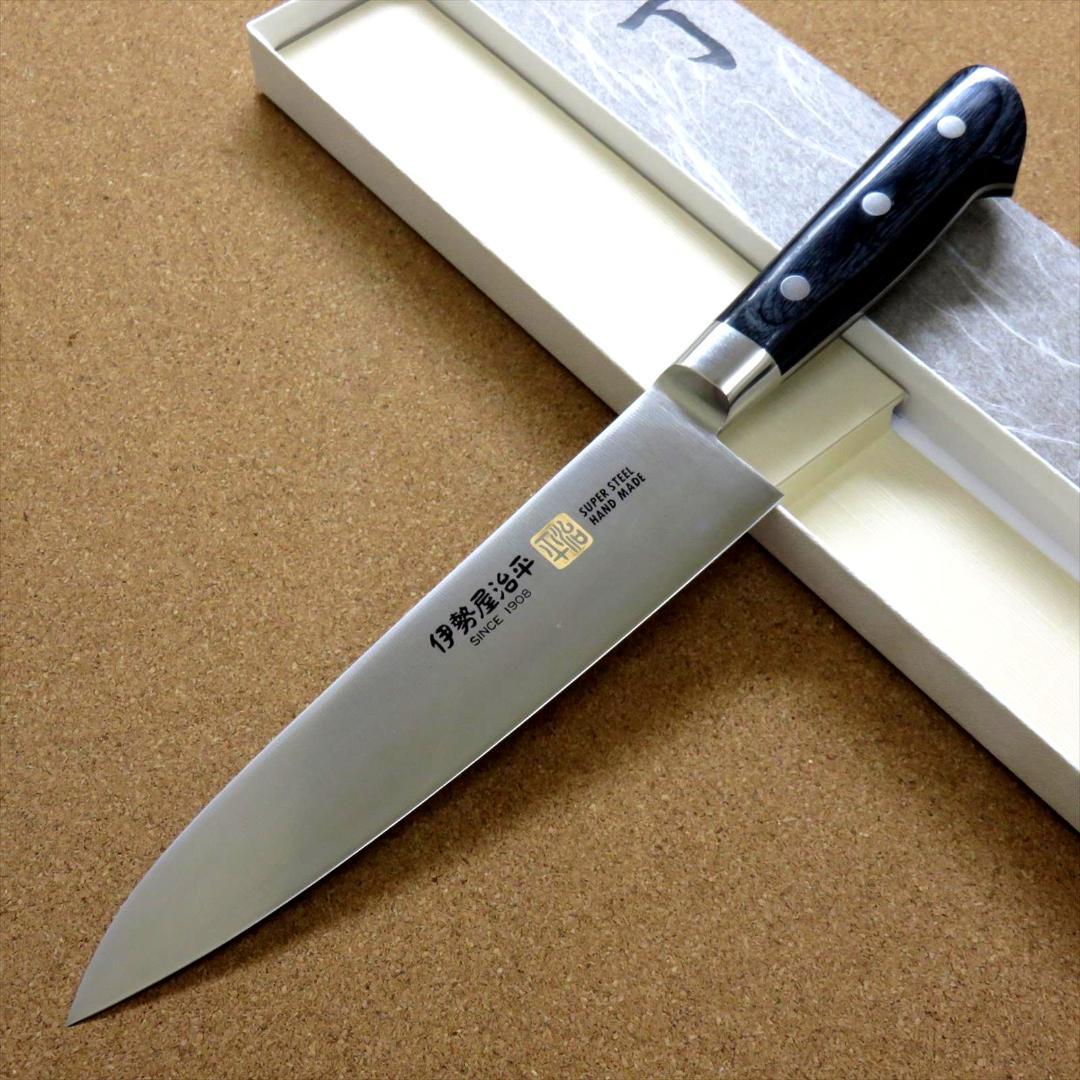 関の刃物 牛刀 180mm 伊勢屋治平 8A 口金付 黒パッカー 肉切り 洋包丁