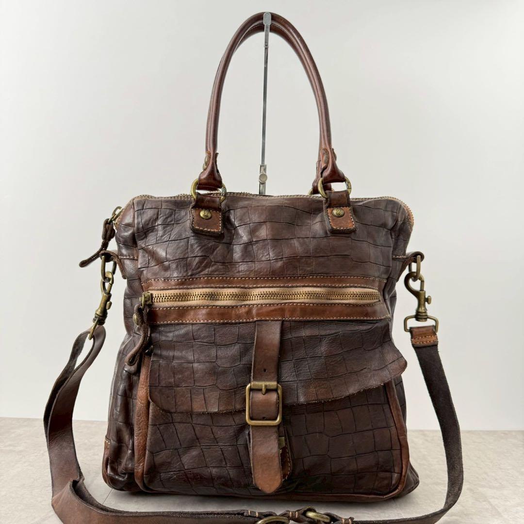 【美品✨️】CAMPOMAGGI カンポマッジ 2wayバッグ ダークブラウン