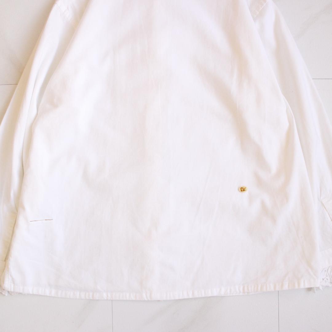 45R 薄オックスのフリルブラウス Lサイズ ホワイト 現行タグ