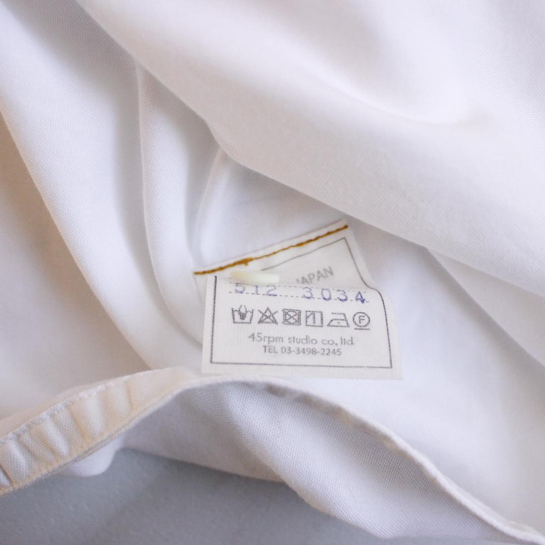 45R 薄オックスのフリルブラウス Lサイズ ホワイト 現行タグ