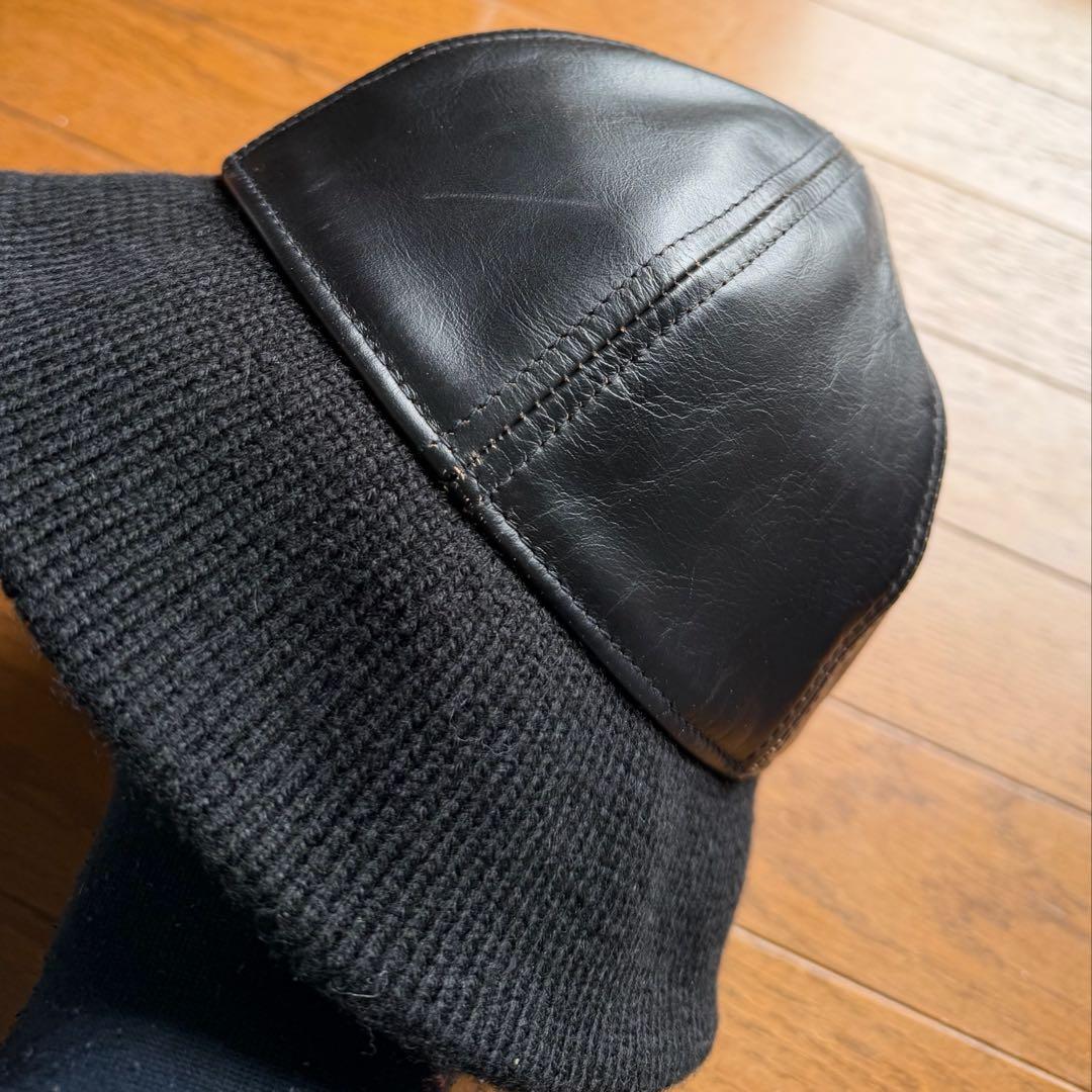 ミスターファットマン レザー フィッシャーマンキャップ ブラック