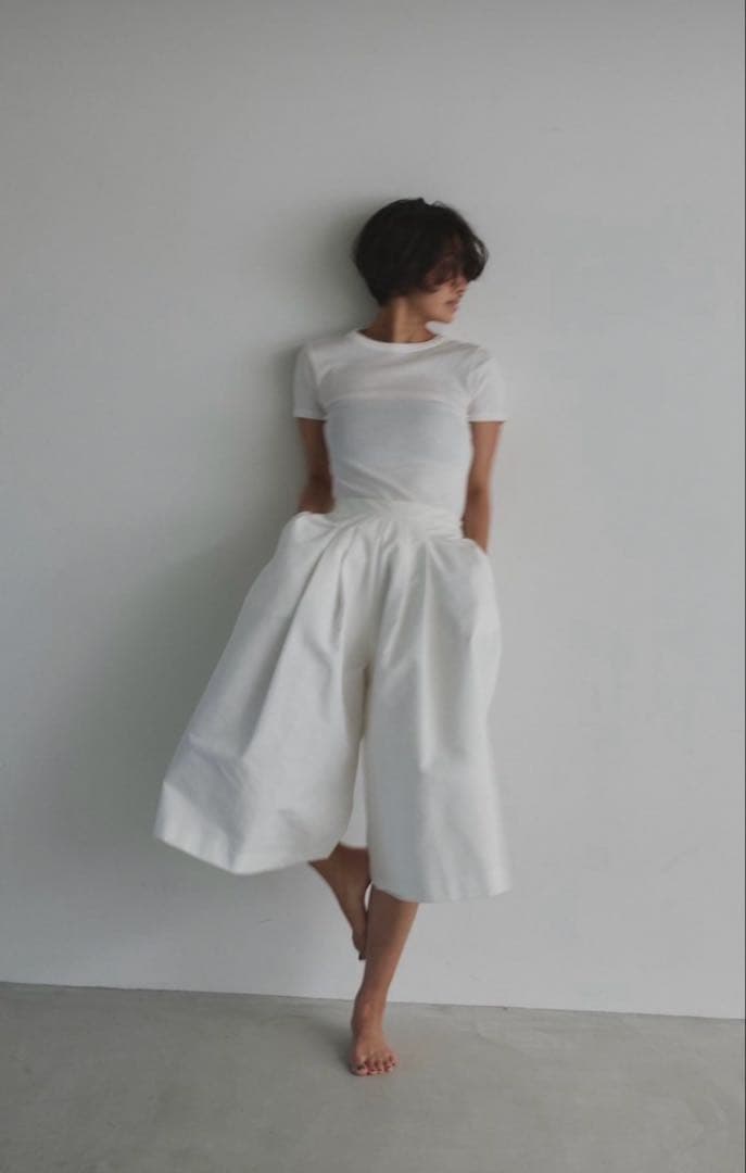 ホワイト ガウチョパンツ ドレッシー