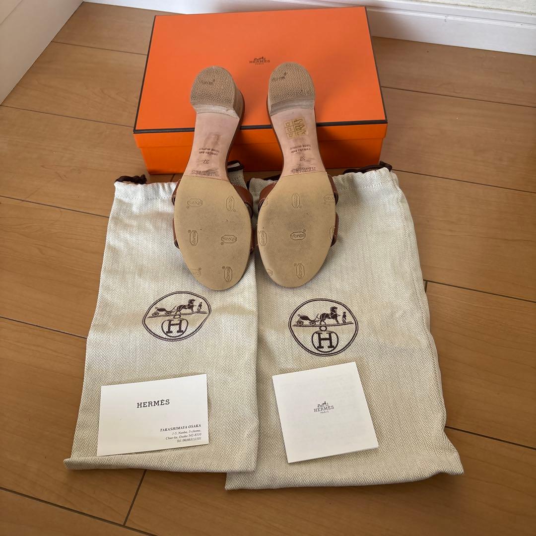 HERMES ブラウン ミュールサンダル